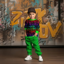 Laden Sie das Bild in den Galerie-Viewer, French Terry Chill mal │ Regenbogen Schrift │ Reaktivdruck │ 175 cm Überbreite