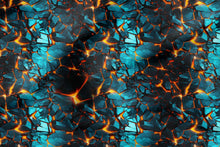 Laden Sie das Bild in den Galerie-Viewer, French Terry Kombistoff Drachenfels Lava mit eindrucksvoller Lavastein Optik in Türkis und Orange passend zum Drachenherz Panel.