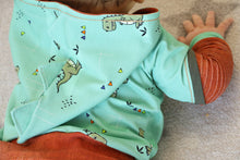 Laden Sie das Bild in den Galerie-Viewer, Roarrrr pastellgrün Baumwolljersey - Tollpatsch Stoffe und Handmade