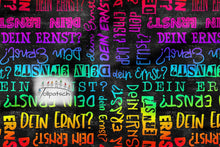 Laden Sie das Bild in den Galerie-Viewer, French Terry Dein Ernst? │ Regenbogen Statement Stoff │ Reaktivdruck │ 175 cm Überbreite
