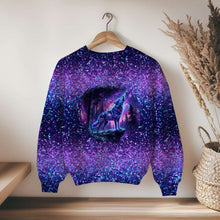 Laden Sie das Bild in den Galerie-Viewer, Galaxy Wolf Baumwolljersey Panel 75 x 175 cm | Wolf Stoff mit Galaxie Motiv
