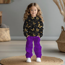 Laden Sie das Bild in den Galerie-Viewer, Golden Glow Baumwolljersey mit goldenen Schmetterlingen | Eleganter Jersey Stoff Schwarz Gold
