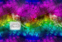 Laden Sie das Bild in den Galerie-Viewer, Regenbogen Spinnennetz Baumwolljersey | Bunter Jersey Stoff mit Neonfarben und Spinnennetz Muster

