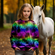 Laden Sie das Bild in den Galerie-Viewer, Regenbogen Spinnennetz Baumwolljersey | Bunter Jersey Stoff mit Neonfarben und Spinnennetz Muster
