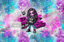 Laden Sie das Bild in den Galerie-Viewer, Baumwolljersey Panel Keine Zeit für Quatsch 54472-B: Frecher Spruch in Pink und Türkis
