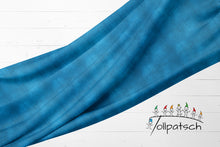 Laden Sie das Bild in den Galerie-Viewer, Stoffbahn French Terry Denim Look Blau in Blau und Türkis
