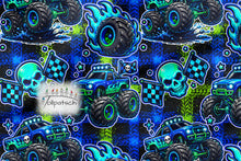 Laden Sie das Bild in den Galerie-Viewer, French Terry Monster Truck Power 54444 A: Monstertrucks Blau Grün
