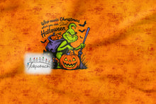 Laden Sie das Bild in den Galerie-Viewer, French Terry Panel Halloween Dieb – 54459 B – Halloweenmotiv auf Orange. Stoffmuster.
