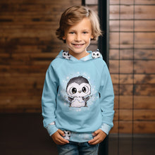 Laden Sie das Bild in den Galerie-Viewer, French Terry Panel Pinguin Winterzauber Blau 02-365-B – Mockup zur Nähinspiration
