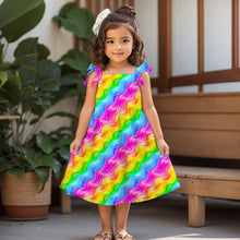 Laden Sie das Bild in den Galerie-Viewer, French Terry Rainbow Waves (FT-54597) – Kleid-Mockup als Nähinspiration.
