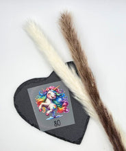 Laden Sie das Bild in den Galerie-Viewer, Größenlabel Bügelbild Einhorn Crazy Größe 80 zum Aufbügeln für Baby und Kinderkleidung
